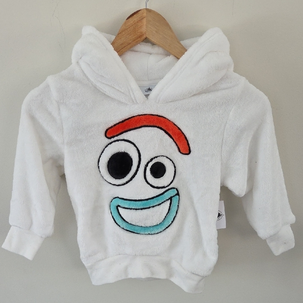 NWT Disney Fuzzy Soft White Hoodie with Colorful Character Design